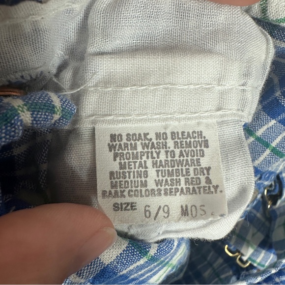 Vintage Osh Kosh B’Gosh Plaid Overalls Size 6-9 Months Cotton Made in USA - Picture 7 of 8